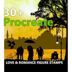 Procreate Couple Brushes, Stamps, Procreate Love Stamps, Love Silhouette Stamps, Procreate Tree, Human Silhouette , City Silhouette