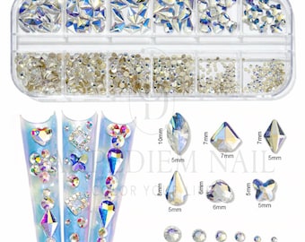 140+ Pcs - Multi Size Rhinestones Crystal Diamond 3D Charms for Nail Art