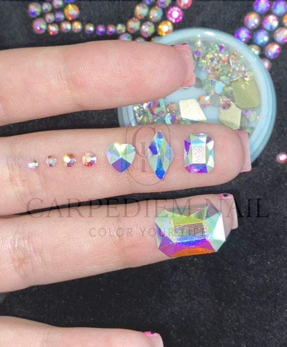 Crystal Nail Rhinestones Round Beads Flatback Glass Gems Stones, Multi  Shapes Rhinestones 3D Crystals - style 5 