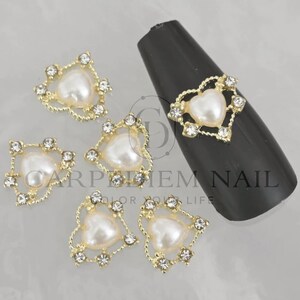 5Pcs - Big Heart Diamond Charm | Love Theme | Valentines Day Theme for Nail Art Decoration | DIY