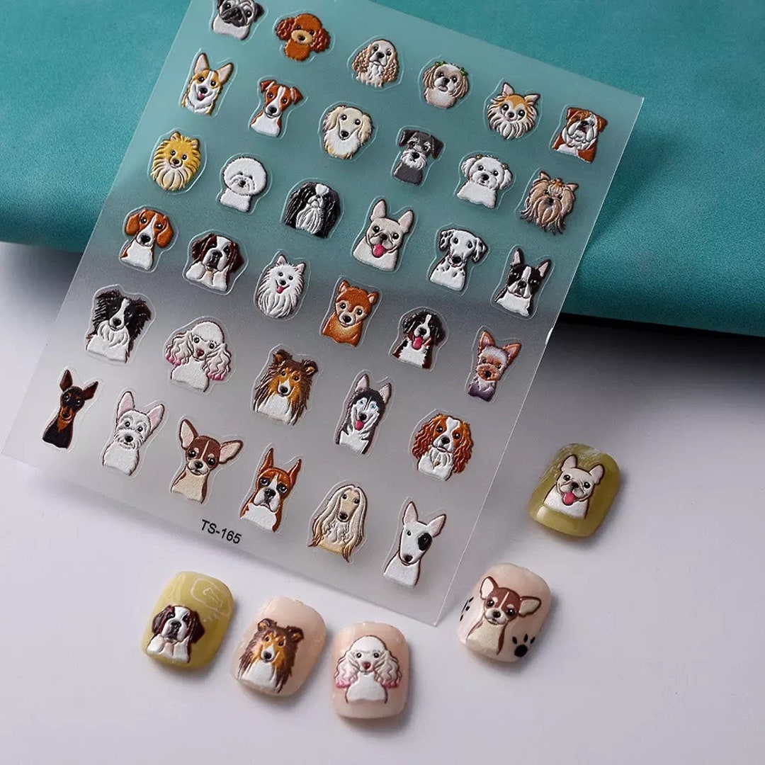 5D Puppy Dog and Cat Print Sticker for Nail Art french Bulldog ...