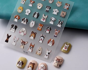 5D Puppy Dog and Cat Print Sticker for Nail Art (French Bulldog, Pomeranian, Pug, Golden Retriever, Corgi, Beagel, Yorkie, Doberman