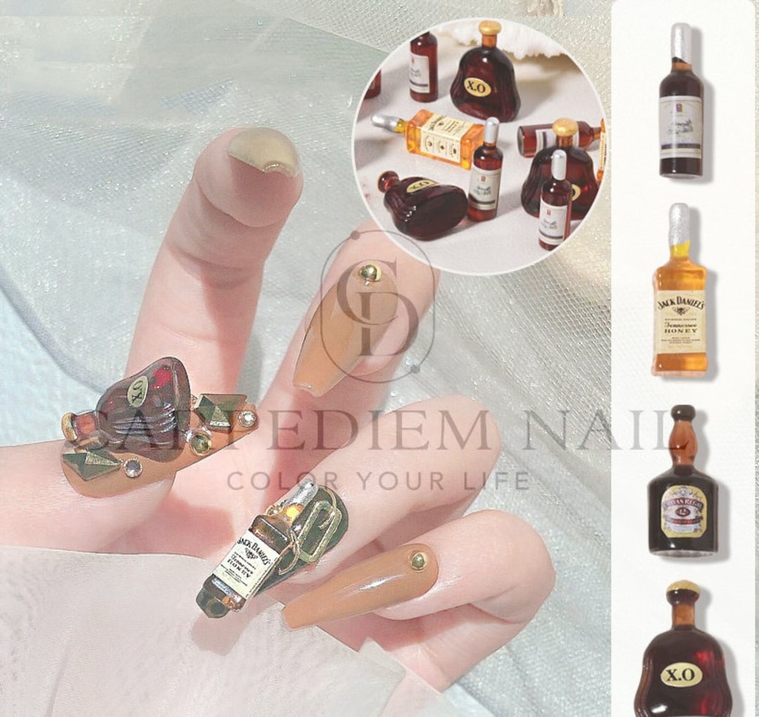 10 Pcs 3D Miniature Liquor Bottle Charms for Nail Art 