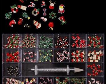 200Pcs - Grid Box 3D Christmas Metal Charms for Nail Art