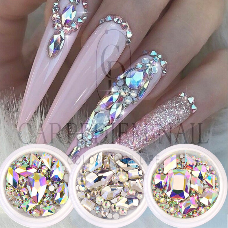 1440pcs/bag Glass Flatback Nail Art Rhinestones With Gold Base, In Various  Sizes (ss3-ss20), In Blue, Moonstone, Amber, And Ab Color