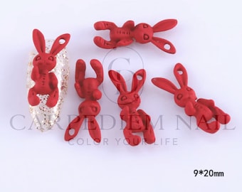 10Pcs - Metal3D Rabbit Charms for Nail Art Decorations, Ear-piercing