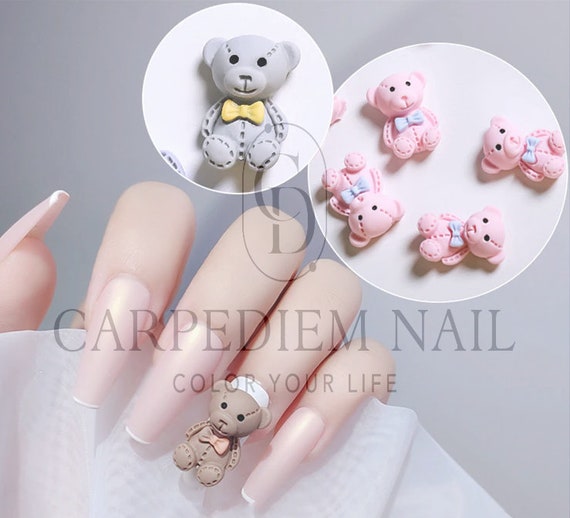 10pcs Resin 3D Teddy Bear Charms for Nail Art Decorations 