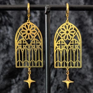 Cathedral Window Earrings: Etched Stainless Steel Gothic Jewelry