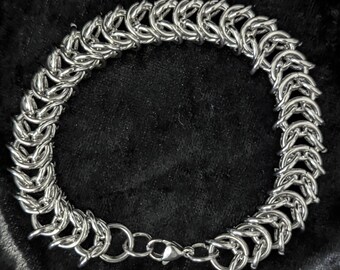 BE MEDIEVAL BRACELET: Stainless Steel Chainmail, Modern Medieval  80's Heavy Metal, Armor