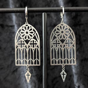 Cathedral Window Earrings : Gothic Architecture earrings, Goth earrings, Occult jewelry, Gothic Jewelry, Goth Aesthetic