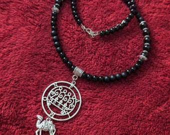 PAIMON : Left Hand Path Devotional Necklace, Ars Goetia Demon, Pentagram Occult jewelry, Onyx beads