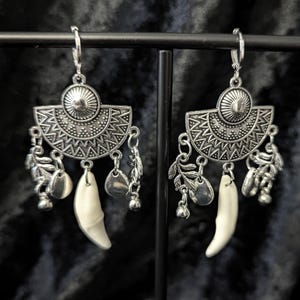 Coyote Tooth Earrings: Sterling Silver Lever Back, Vulture Culture Jewelry