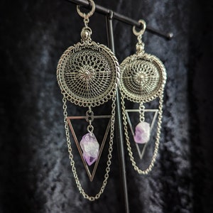 Amethyst Ear Hangers: Sterling Silver, Crystal Ear Weights