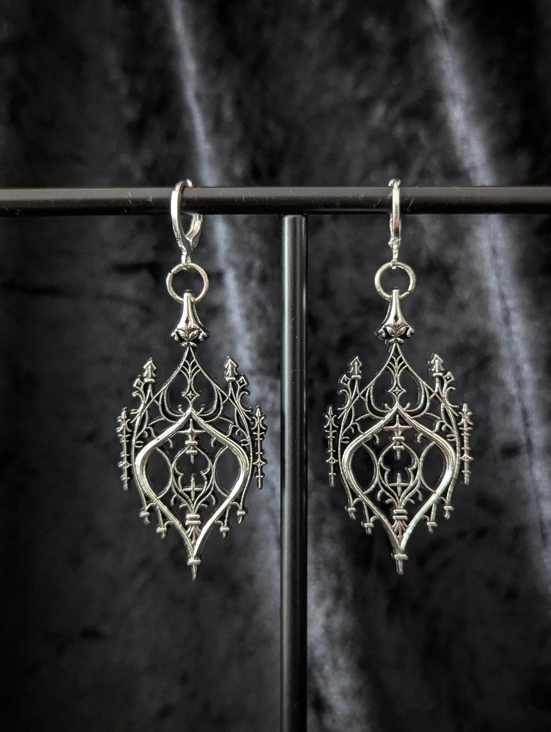 Cathedral Architecture Earrings : Gothic arch earrings, Occult jewelry, Goth Ear weight