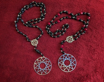 XI ROSARY : 182 current Qliphoth jewelry, Left hand path necklace, Kabbalah, Samael, Daath, Sephirot, Hendecagram, Azerate, Sitra Achra