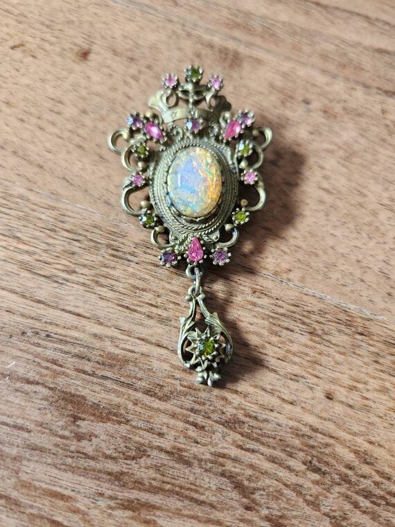 Vintage Sarah Coventry Contessa Fire Opal Brooch/… - image 1