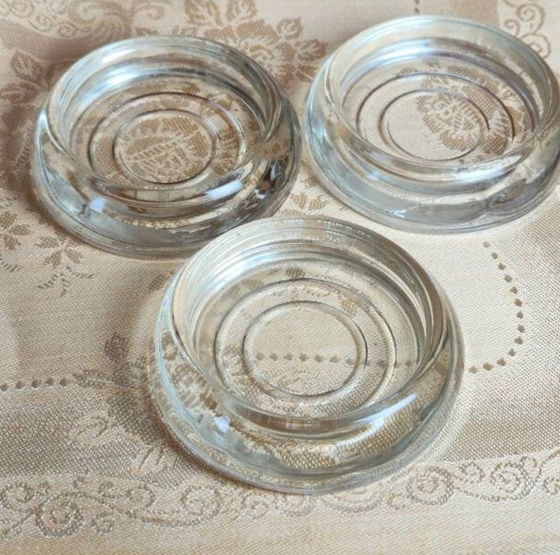 Set of 3 Vintage Glass Furniture Coasters Free Shipping Etsy