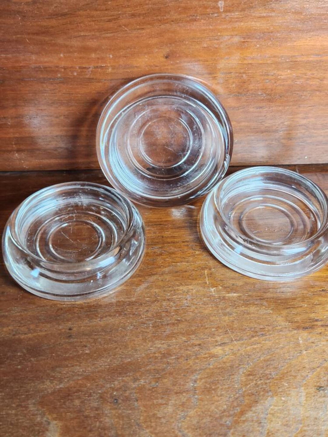 Set of 3 Vintage Glass Furniture Coasters Free Shipping Etsy