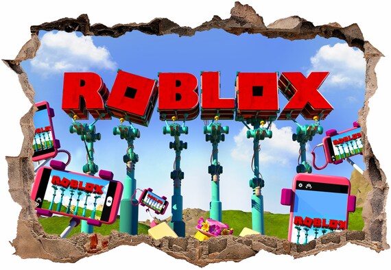 Roblox 3d Smashed Wall Decal Wall Sticker Wall Vinyl - roblox wall decal etsy