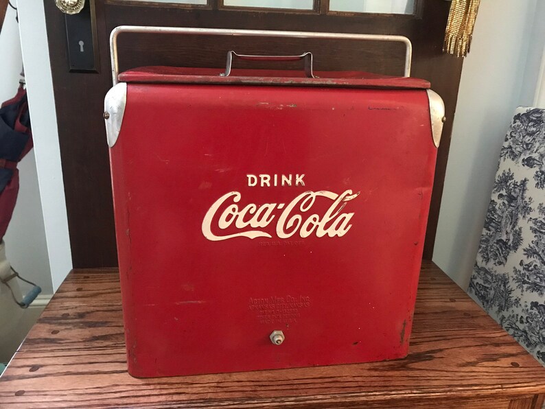 Vintage COCA COLA Antique Metal Ice Chest Action Mfg Inc. Etsy