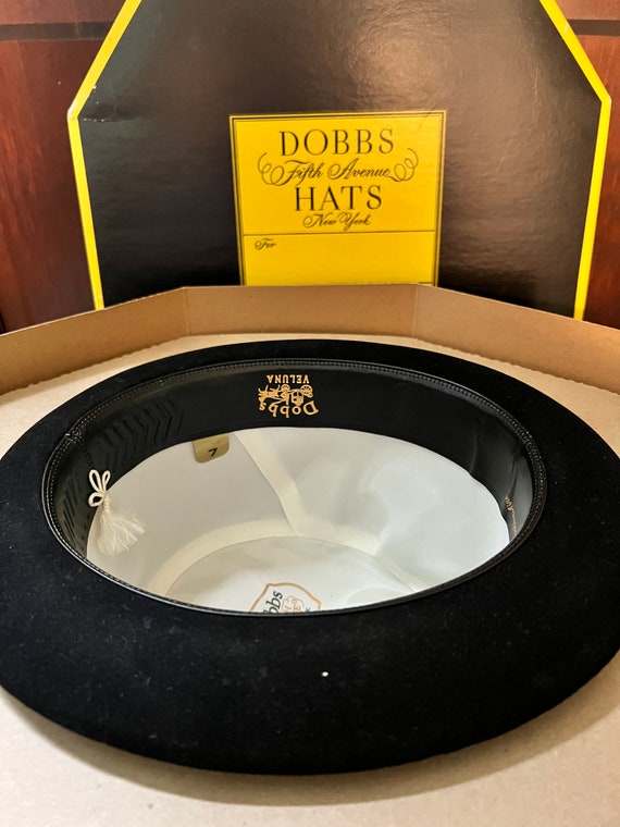 Vintage Dobbs Fifth Ave NY Fedora Black Hat 7 wit… - image 4