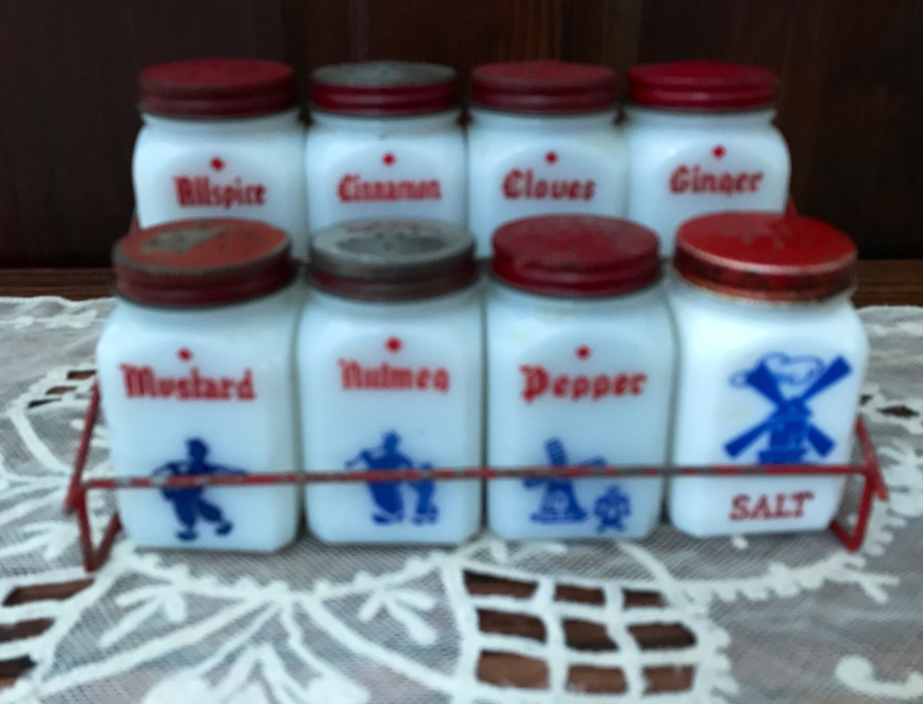Milk glass sale spice bottles