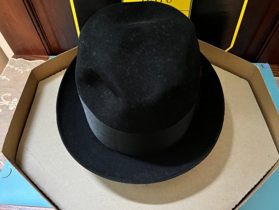 Vintage Dobbs Fifth Ave NY Fedora Black Hat 7 wit… - image 8
