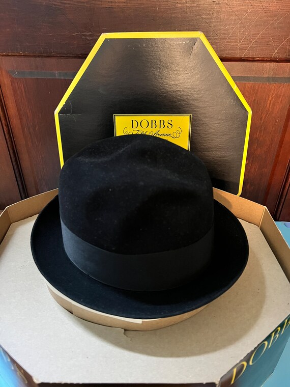 Vintage Dobbs Fifth Ave NY Fedora Black Hat 7 wit… - image 7