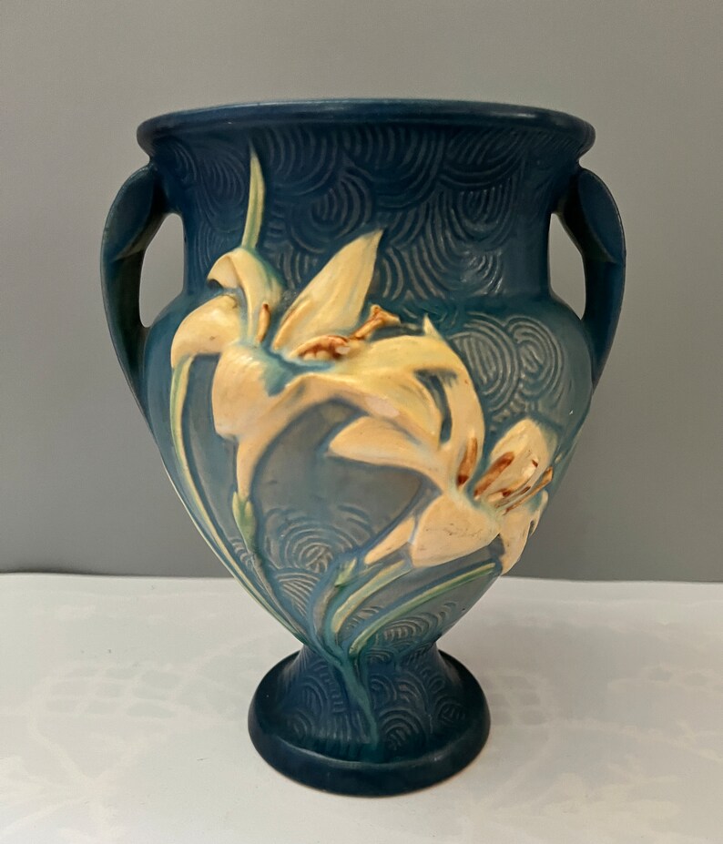 Roseville Pottery Blue Zephyr Lily Etsy