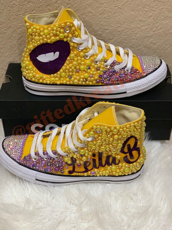 yellow and purple converse