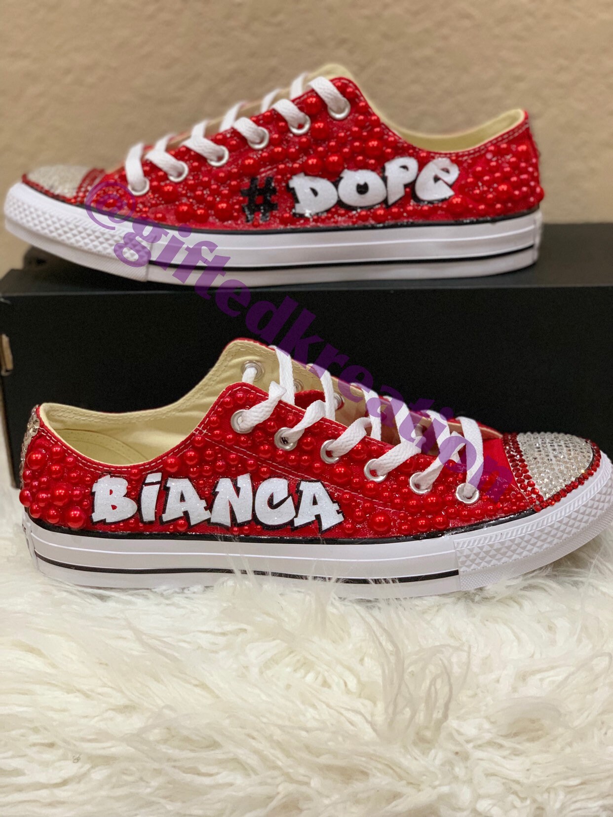 red bling converse