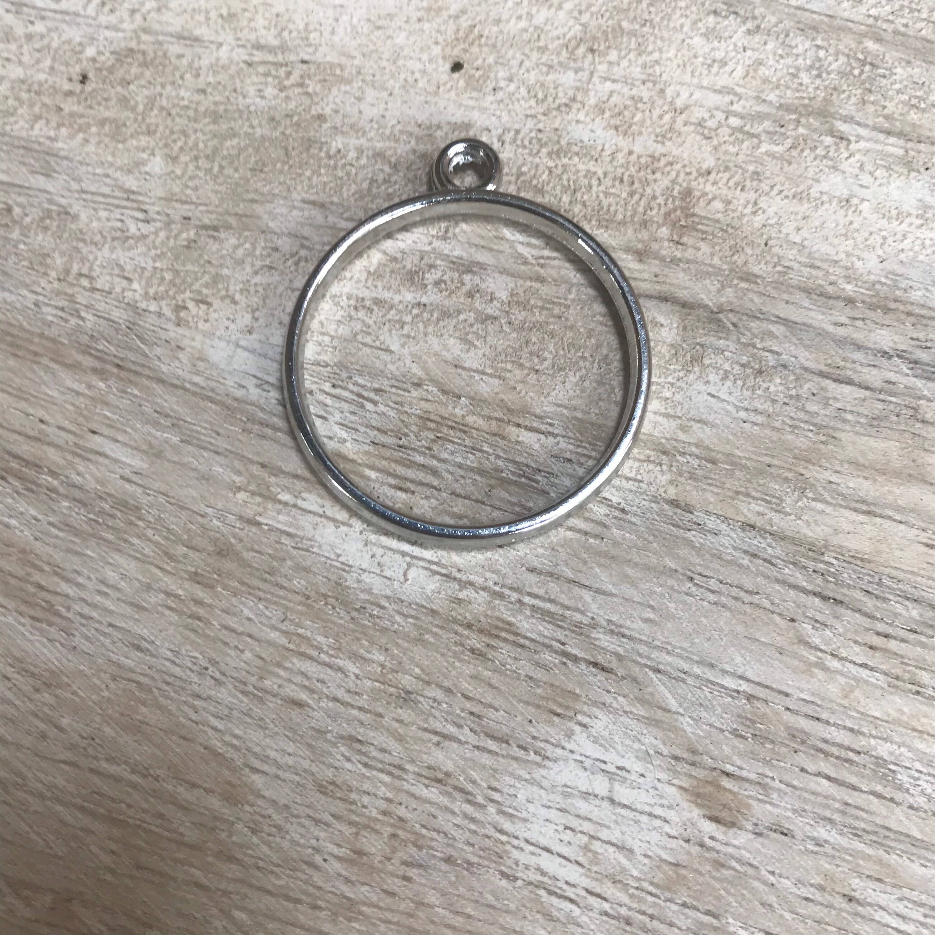 Silver Round Bezel Charm Resin Frame Large Circle Pendant - Etsy UK