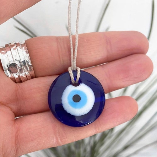 Glass Evil Eye Necklace Turkish Blue Eye Pendant Adjustable Etsy