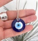 1 x Turkish Glass Evil Eye Pendant - blue while eye pendant, good luck protection charm, uk seller 