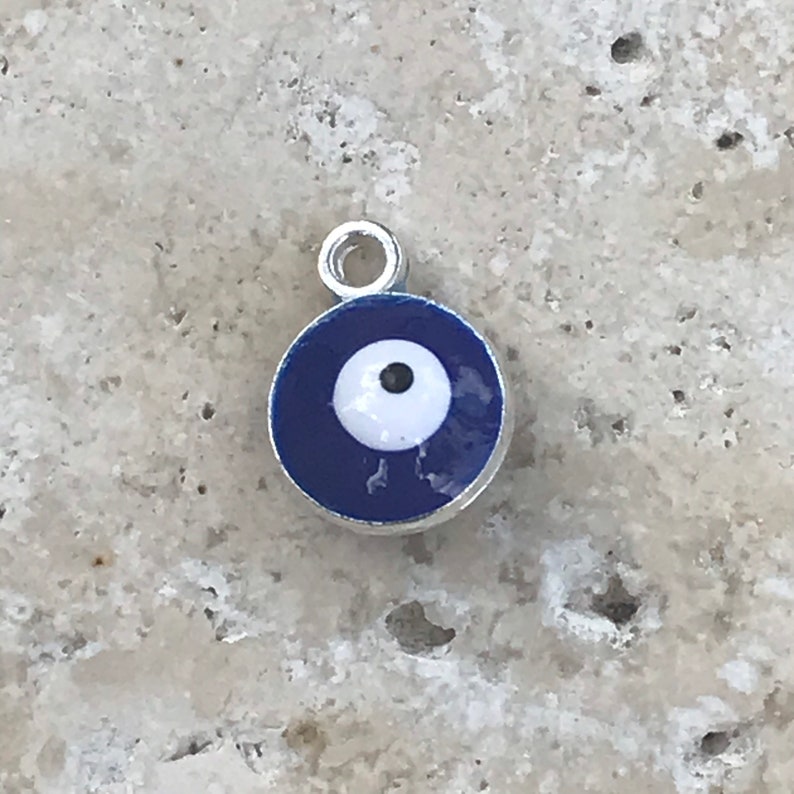 boho charms A4D 6 x Round Enamel Evil Eye Charms small round Turkish charms