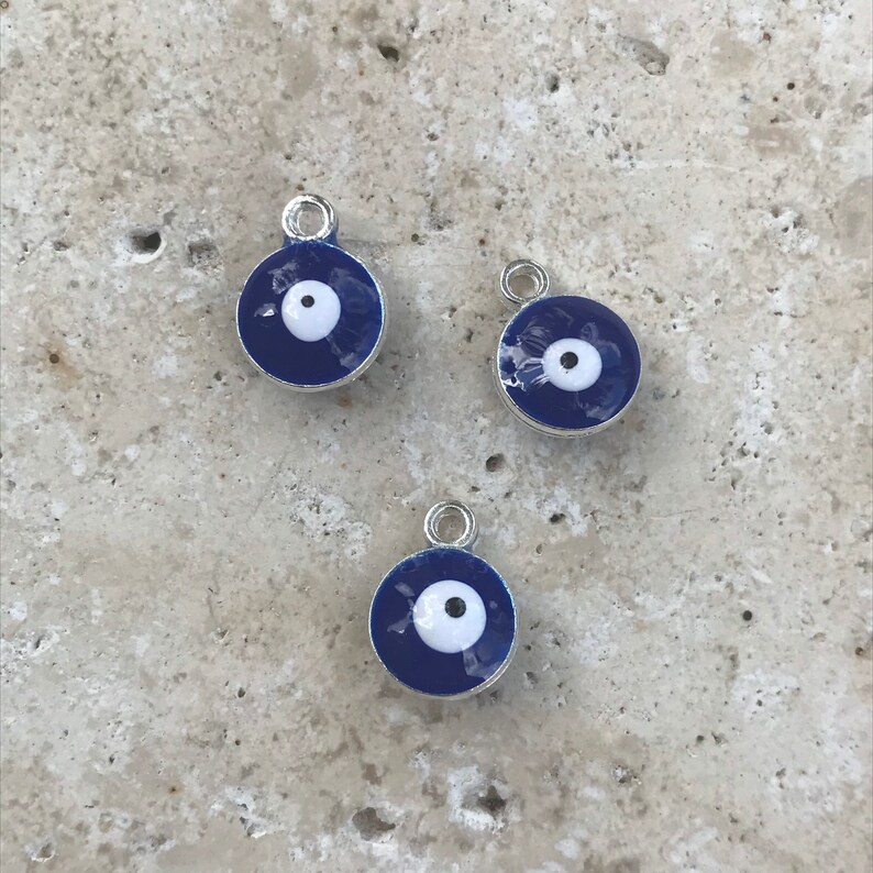 boho charms A4D 6 x Round Enamel Evil Eye Charms small round Turkish charms