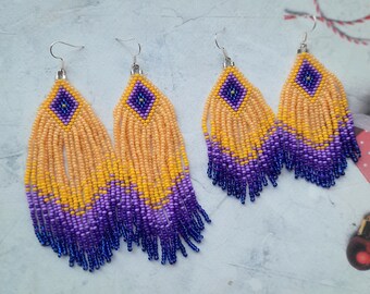 Multicolor Seed Bead Fringe Earrings: Boho Statement Jewelry