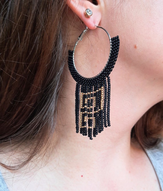 Long black thead earring for girls – The Fineworld