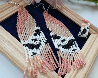 Beaded Fringe Earrings with Animal Print: A Statement on Boho-Chic Jewelry