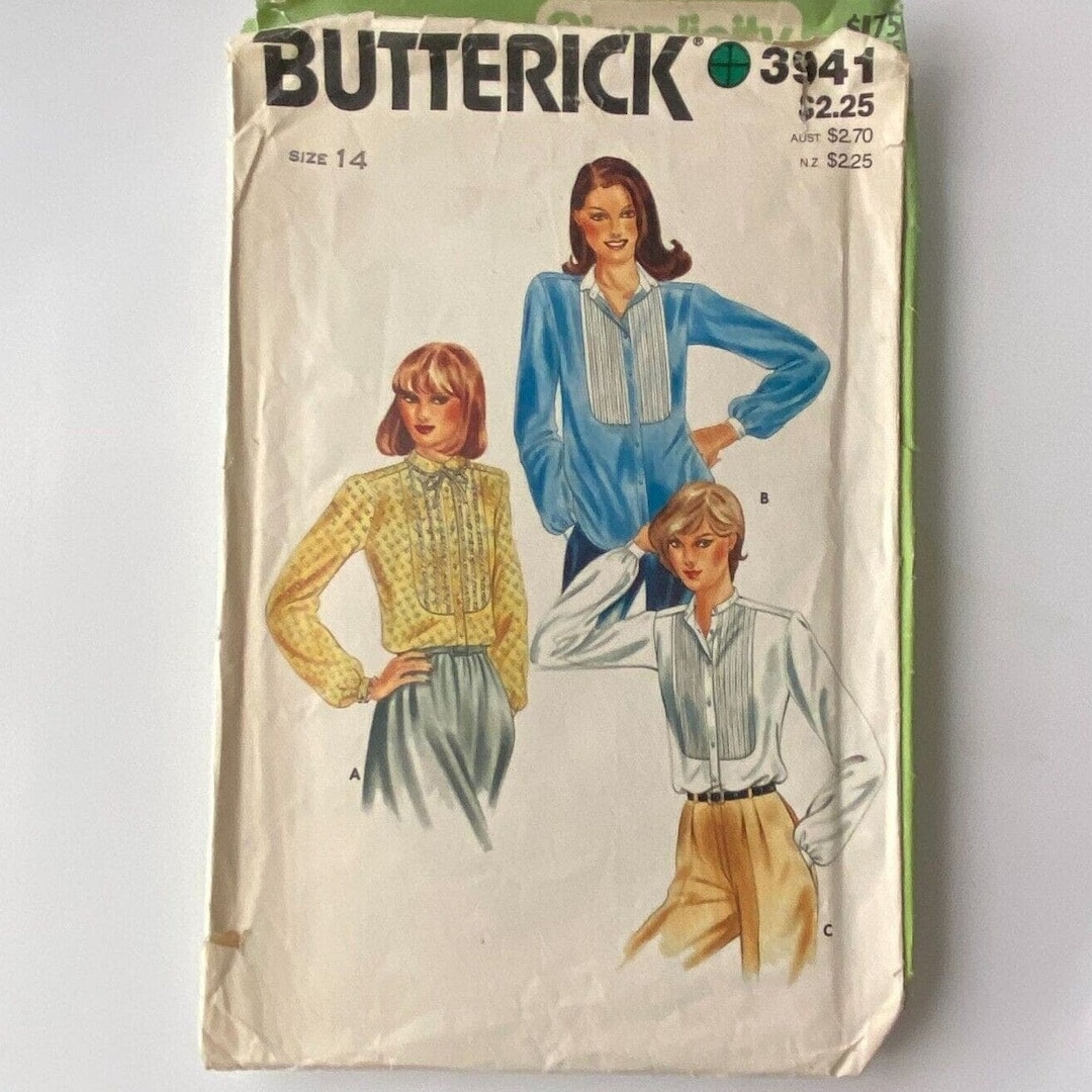 Butterick 3941 Sewing Pattern 1980s Size 14 Bust 36 Vintage Misses ...