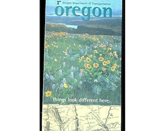 Mapa antiguo del estado de Oregón 2003, material de viaje, ubicación de carreteras, ciudades y calles.