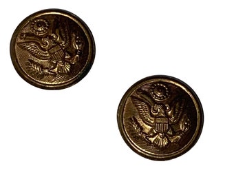 US Army Brass Uniform Buttons Metal Shank Vintage Military Coat Cape Decorative