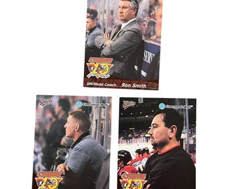 Tarjetas de hockey vintage de los Cincinnati Cyclones: Ron Smith, Nick Kenney, Mark Mills (1999-2000)