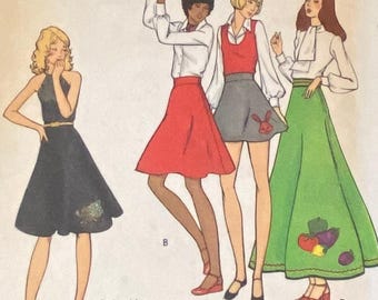 Vtg Butterick 6821 Skirt Pattern 25 Junior 60s Variation Flare Teen Long Short
