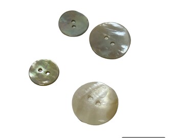 Natural Shell Buttons Set 4 Iridescent Mother of Pearl Set 4 Vintage Raw Edge