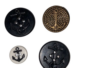Anchor Buttons Metal Plastic Shank 4 Hole Vintage Coat Cape Decorative