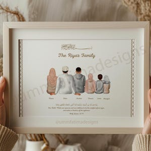 Digital Faceless Islamic Portrait | Islamic illustration | Personalised photo | Muslim Family portrait | Elegant Housewarming Gift