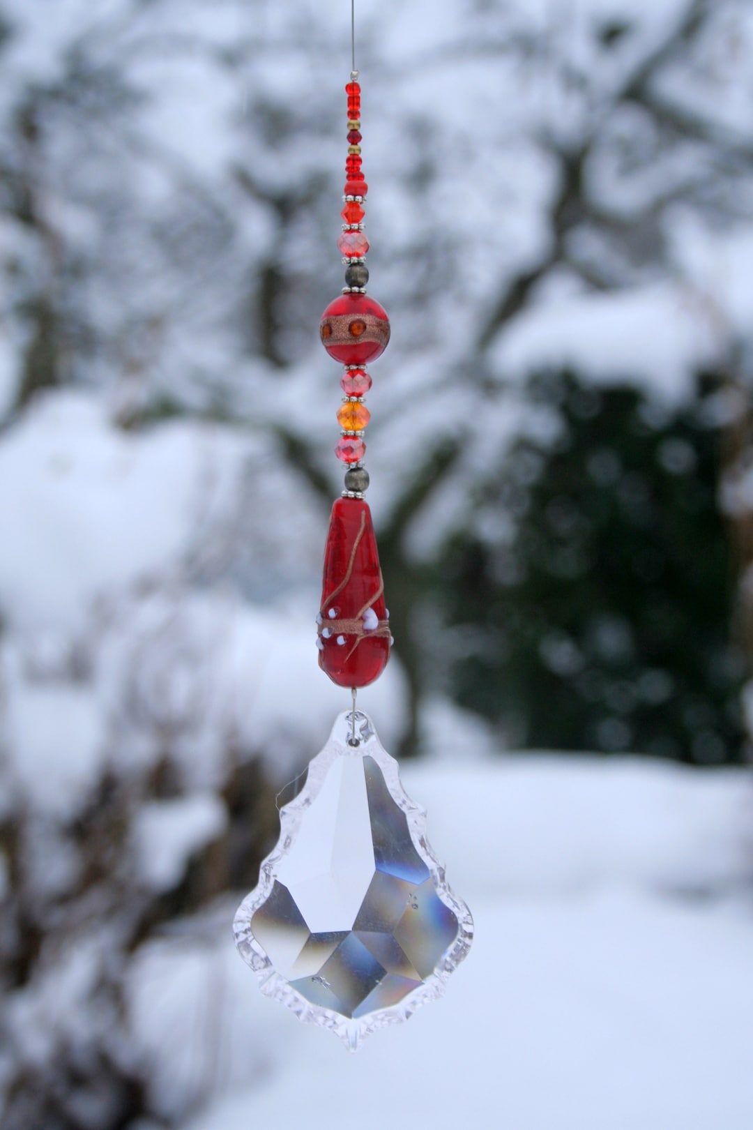 Suncatcher feurige Liebe Im Schnee Blatt Prisma Etsy