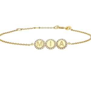 Diamond Name Bracelet / 14k Personalized Pave Disc Diamond Name Bracelet / Diamond Letter Bracelet / Birthday Gift / Diamond Gift Ideas