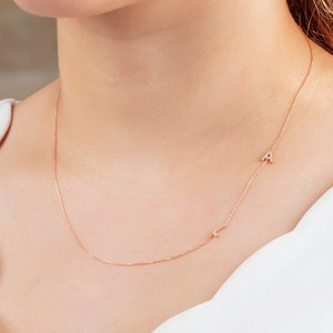 Diamond Initial Necklace / 14k Personalized Pave Diamond Initial Necklace / Birthday Gift / Anniversary Gift / Graduation Gift